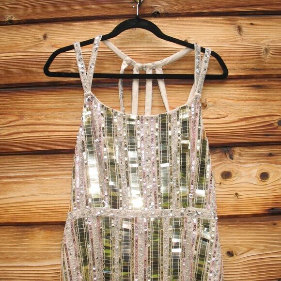 NWT Mac Duggal 93981 HALTER NECK  Mirror EMBELLISHED DETAILED BACK GOWN Dress Nu - Picture 10 of 16